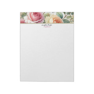 Note Du Bloc-Notes Personnalisé Rose Floral