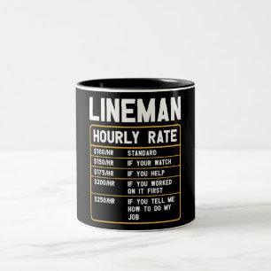 Note horaire drôle Lineman à deux tons de café Mug