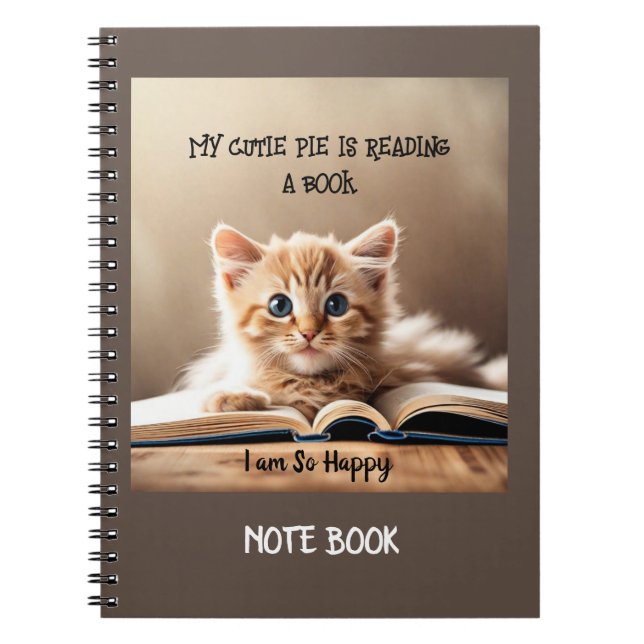 Note Livre -Cutie Pie Cat Lire un livre (Devant)