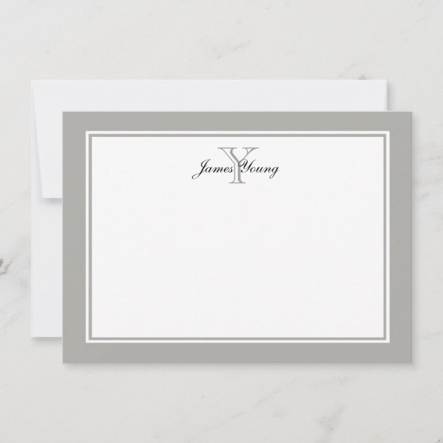 Note Monogramme moderne, bloc Nom de script initia (Devant)