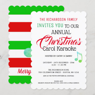 Note musicale Noël Carol Karaoke Invitation