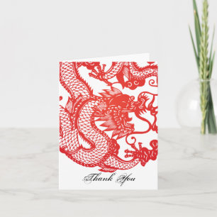 Note ou Carte de remerciements de dragon chinois r