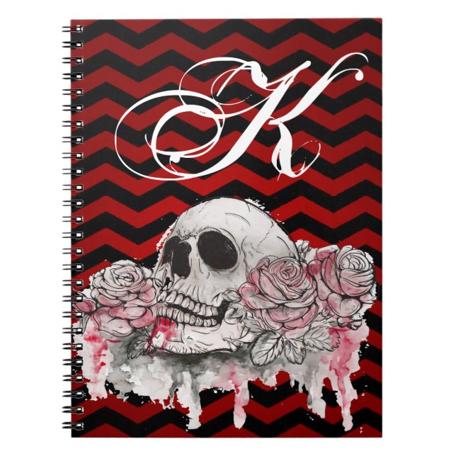 Note personnalisée Livre crâne Rose Gothic Chevron (Devant)