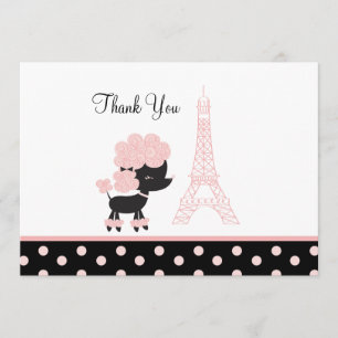 Note plate de Merci de carte de caniche rose de