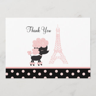 Note plate de Merci de carte de caniche rose de