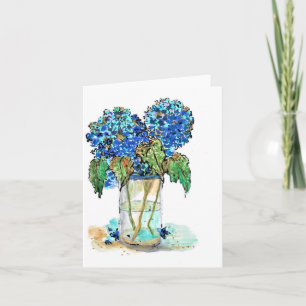 Note pliée Carte-aquarelle des hydrangées