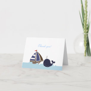 Note pliée de Merci de baleine bleue de bateaux oh