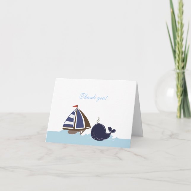 Note pliée de Merci de baleine bleue de bateaux oh (Devant)