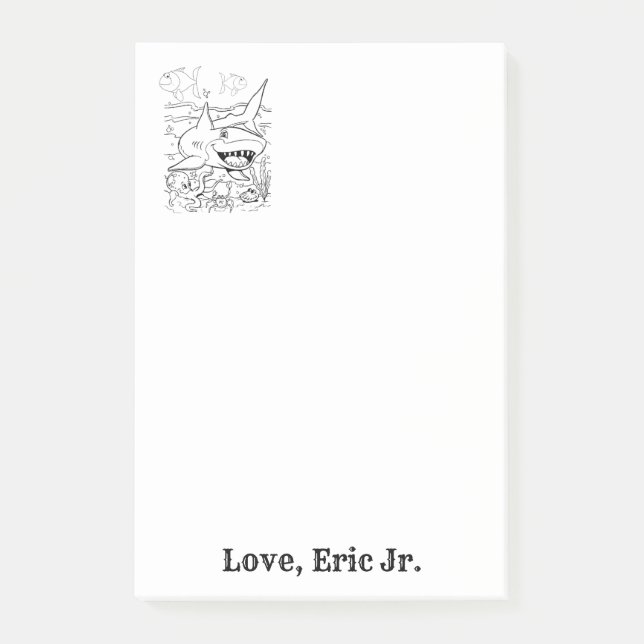 Note Post-it de coloriage de requin poisson (Devant)