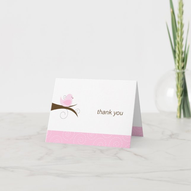 Note rose tourbillonnante de Merci de carte de (Devant)