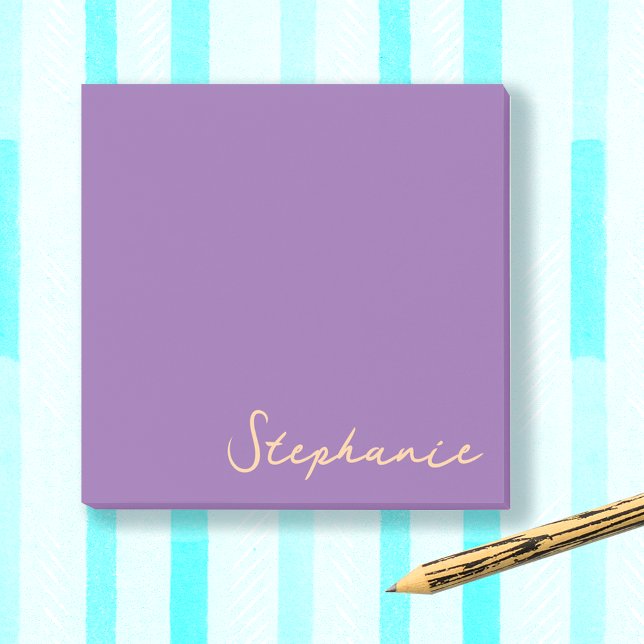 Notes adhésives Post-it Script Violet Personnalisé (Zazzle Personalized Purple Script Post it Sticky Notes)