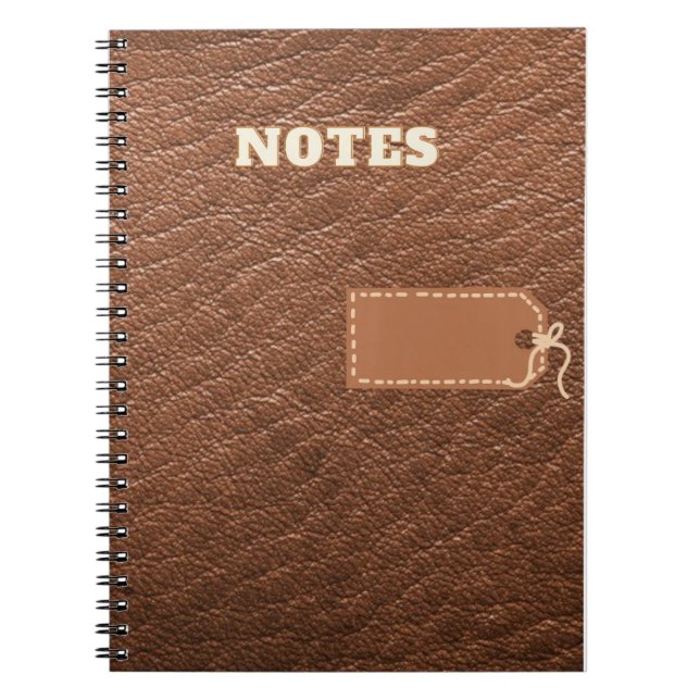 notes, cahier de style en cuir marron faux (Devant)