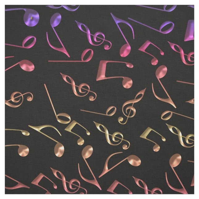 Notes chaudes de musique sur le noir ou tout tissu (Échantillon)