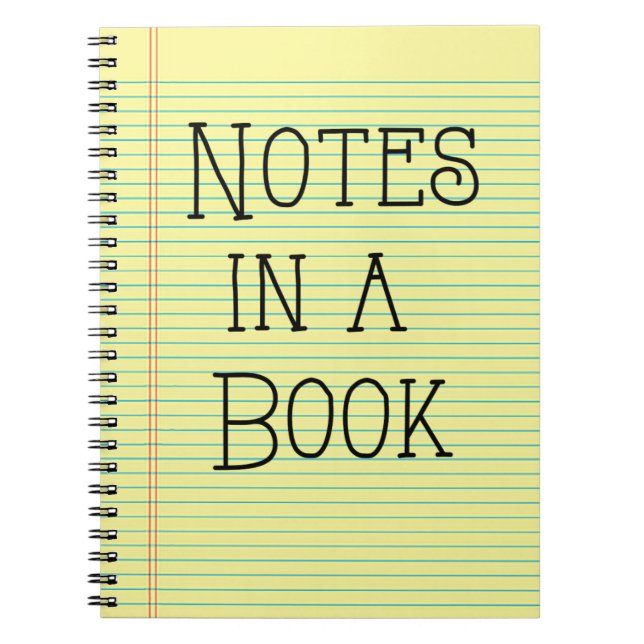 Notes dans un livre, pavé juridique jaune, Carnet  (Devant)