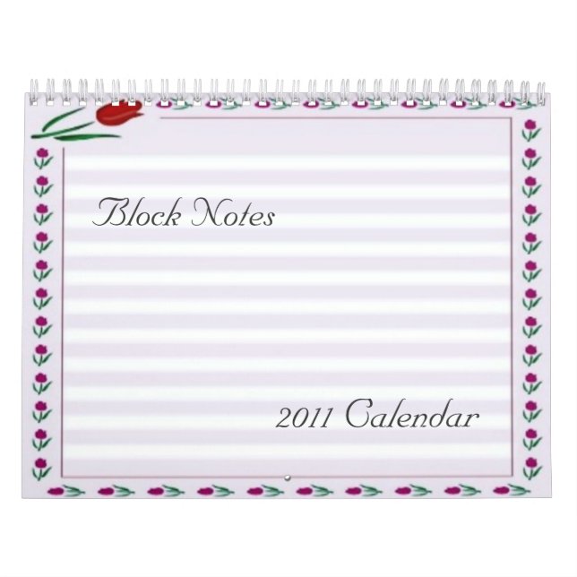 Notes de blocs de tulipes 2011 Calendrier (Protection)