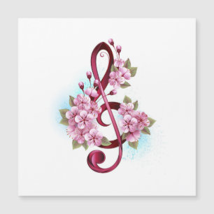 notes de clé de sol musicales avec fleurs de Sakur
