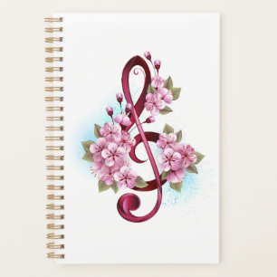 Notes de clef musicale en treble avec des fleurs S