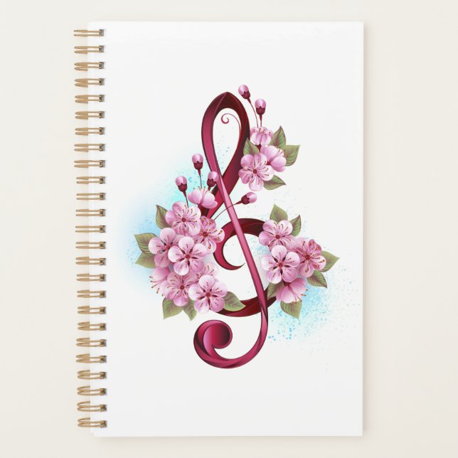 Notes de clef musicale en treble avec des fleurs S (Devant)