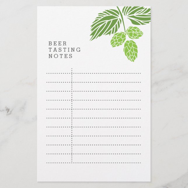 Notes de dégustation de bière, fête, houblon (Devant)