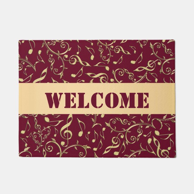 Notes de musique d'or avec le tapis de porte (Devant)