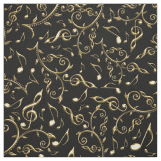 Notes de musique d'or sur le noir ou tout tissu de