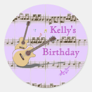 Notes de musique et guitares Stickers Classic Roun
