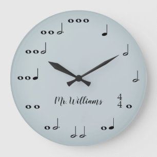 Notes de musique grise personnalisée Horloge rond