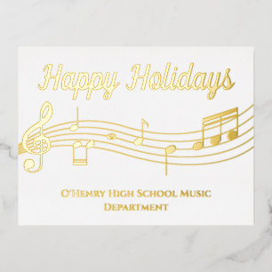 Notes de musique Happy Holidays Gold Foil Carte po