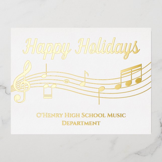 Notes de musique Happy Holidays Gold Foil Carte po (Recto)