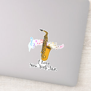 Notes de musique I Love New York Saxophone Sticker