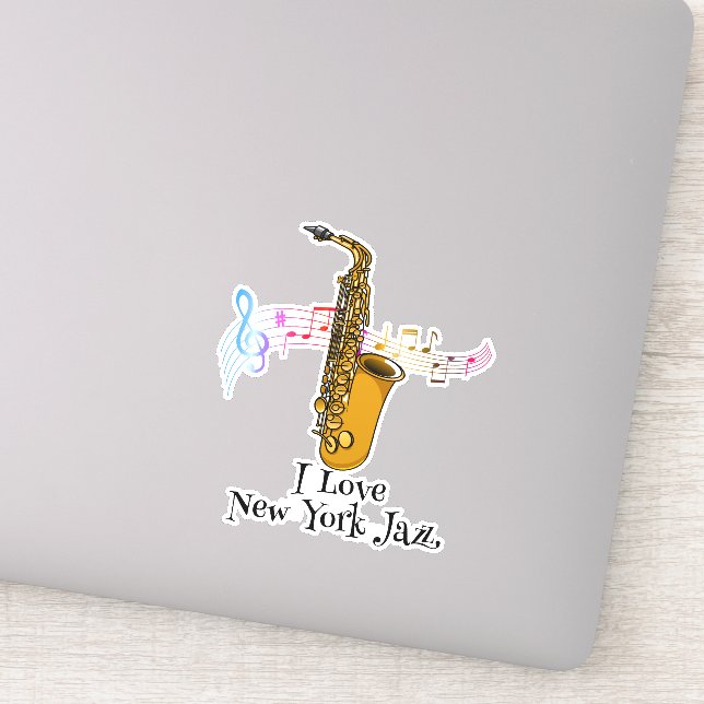 Notes de musique I Love New York Saxophone Sticker (Détail)