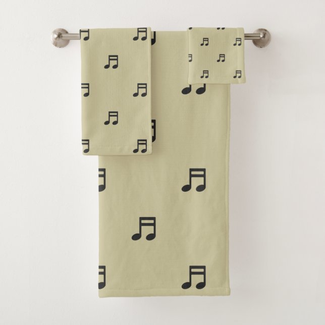 Notes de musique noires sur fond beige clair (En situation)