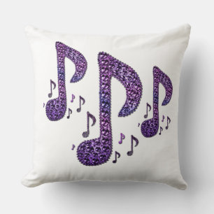 Notes de musique pourpre Sparkle Coussin