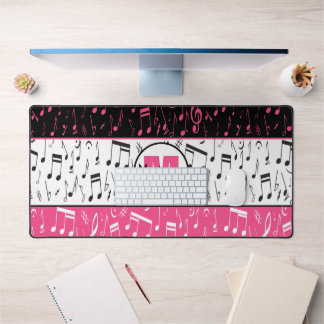 Notes de musique rose et blanc noir