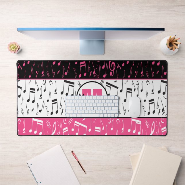 Notes de musique rose et blanc noir (Bureau 1)