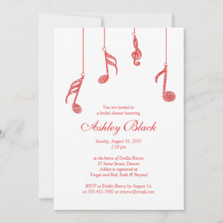 Notes de musique rouge simple Invitation de douche