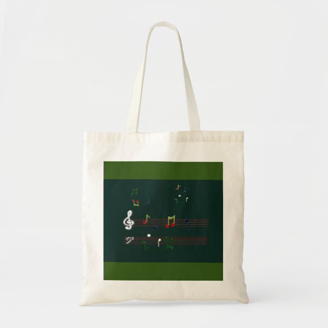 Notes de musique Sac fourre-tout vert (Devant)