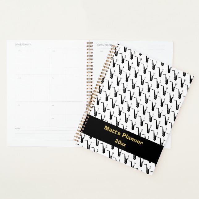 Notes de musique saxophone Blanc personnalisé (Devant avec enveloppe)