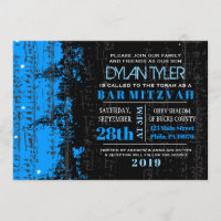 Notes de musique Stars Bar Mitzvah Invitation bleu