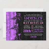Notes de musique Stars Bar Mitzvah Invitation Viol