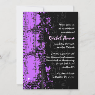 Notes de musique Stars Bat mitzvah Invitation viol