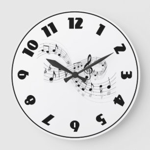 Notes de musique sur une horloge de ligne de porté