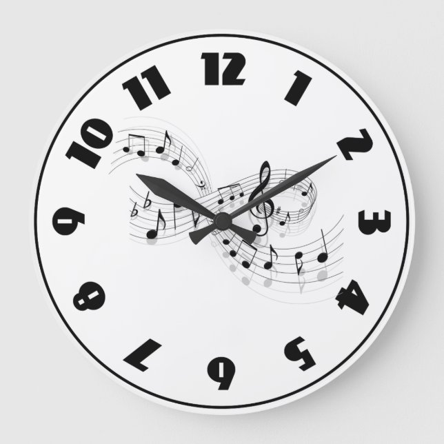 Notes de musique sur une horloge de ligne de porté (Recto)