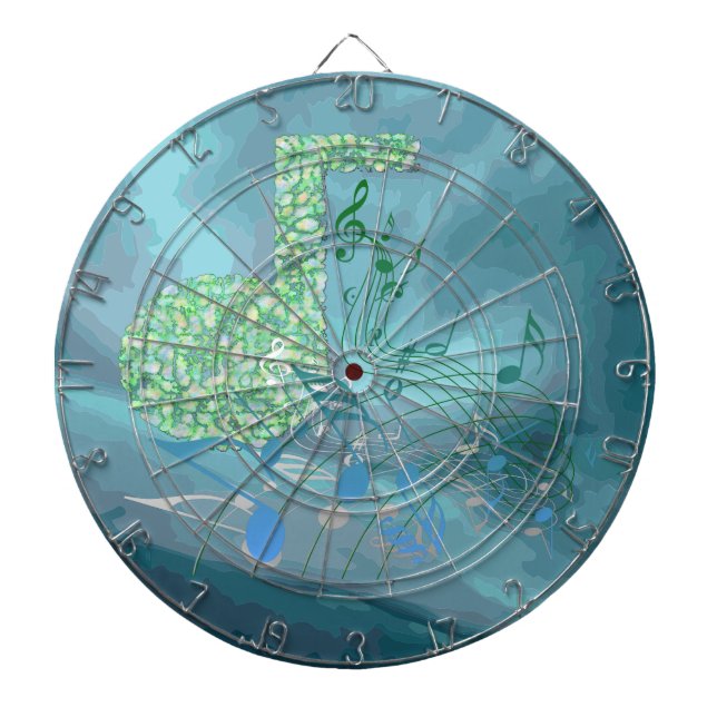 Notes de musique verte et bleue Abstrait 2 Cibles  (Devant)