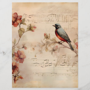 Notes de musique victorienne et papier de scrapboo