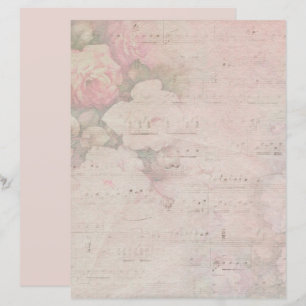 Notes de musique vintage Gold Floral Rose