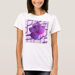Notes de musique violet T-shirt d'équipage de Rose