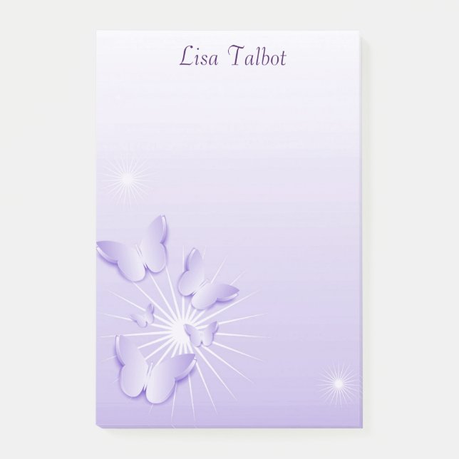 Notes de post-it assez pourpres de papillons (Devant)