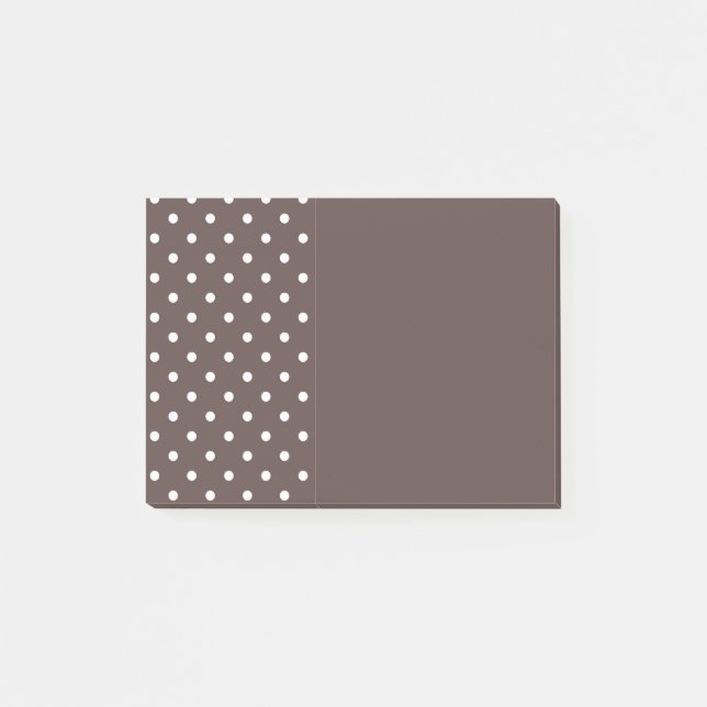 Notes de post-it brun chocolat de point de polka (Devant)