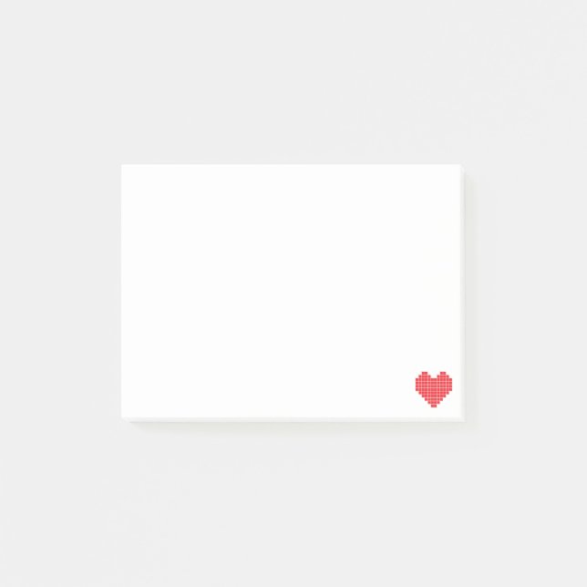Notes de post-it de coeur de pixel (Devant)